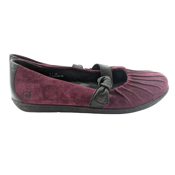 Born Women's Plum Purple Suede Gray Round Toe Ballet Flat Shoes Size 7 - Picture 1 of 12